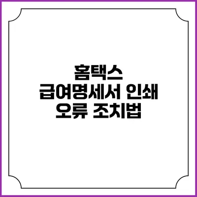 홈택스 급여명세서 인쇄 오류 조치법