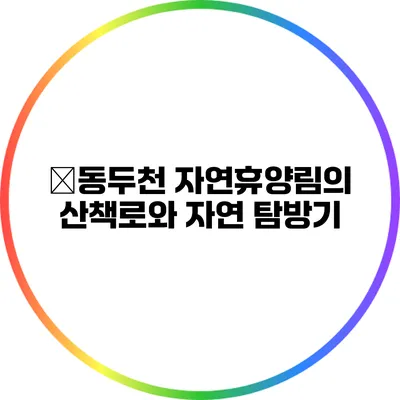 �동두천 자연휴양림의 산책로와 자연 탐방기
