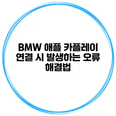 BMW 애플 카플레이 연결 시 발생하는 오류 해결법