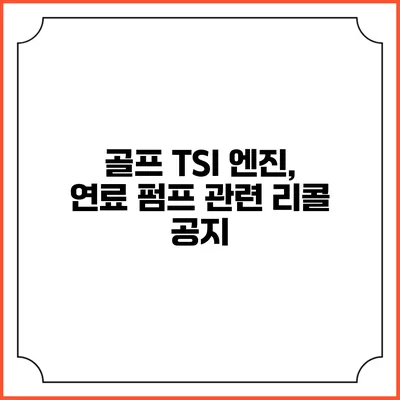골프 TSI 엔진, 연료 펌프 관련 리콜 공지