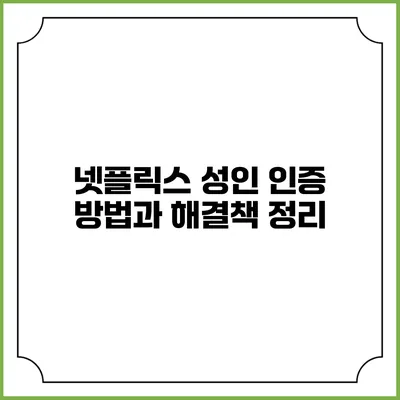 넷플릭스 성인 인증 방법과 해결책 정리