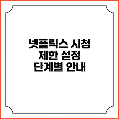 넷플릭스 시청 제한 설정 단계별 안내