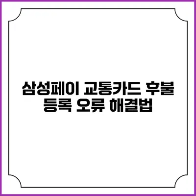 삼성페이 교통카드 후불 등록 오류 해결법