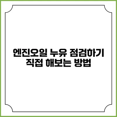 엔진오일 누유 점검하기 직접 해보는 방법