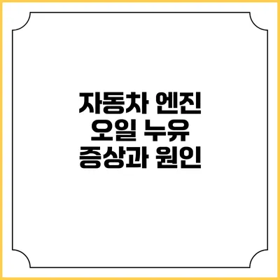 자동차 엔진 오일 누유 증상과 원인