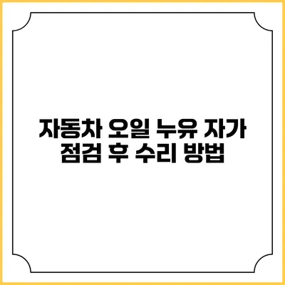 자동차 오일 누유 자가 점검 후 수리 방법