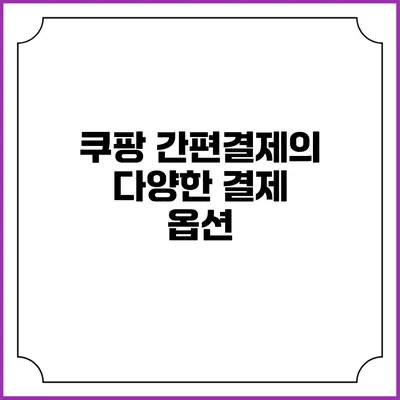 쿠팡 간편결제의 다양한 결제 옵션