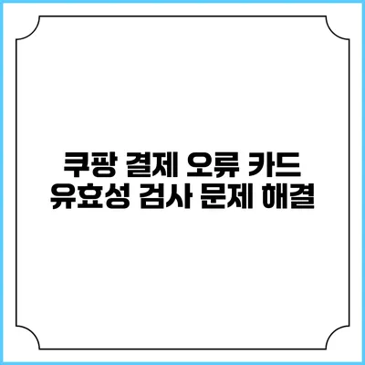 쿠팡 결제 오류 카드 유효성 검사 문제 해결