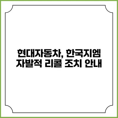 현대자동차, 한국지엠 자발적 리콜 조치 안내